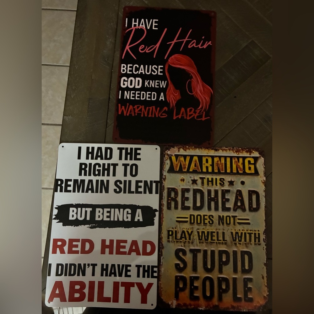 Redhead Themed Metal Signs